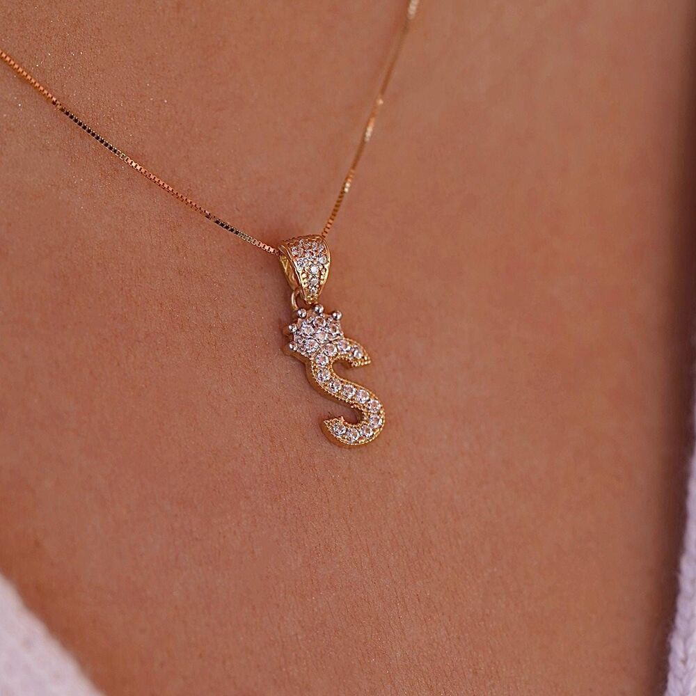 14K Gold Initial "S" Pendant | Dainty Letter Charm By Tehrani Jewelry